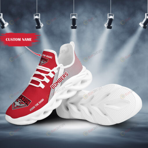 Essendon Bombers Logo Pattern Custom Name 3D Max Soul Sneaker Shoes In Red Gray