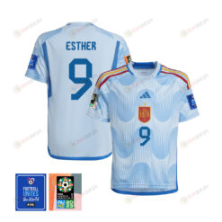 Esther Gonz?lez 9 Spain 1 Star FIFA Patch Women's National Team 2023-24 World Cup Away Jersey