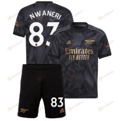 Ethan Nwaneri 83 Arsenal Away Kit 2022 - 2023 Youth Jersey - Black