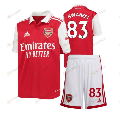 Ethan Nwaneri 83 Arsenal Home Kit 2022-23 Youth Jersey - Red