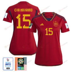 Eva Navarro 15 Spain 1 Star FIFA Patch Women's National Team 2023-24 World Cup Home Women Jersey