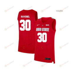 Evan Ravenel 30 Ohio State Buckeyes Elite Basketball Youth Jersey - Red