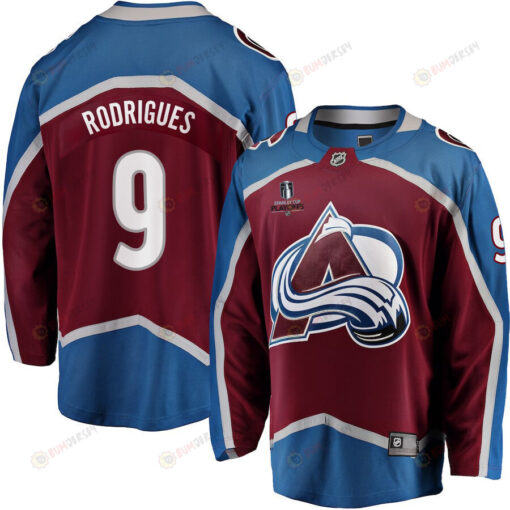 Evan Rodrigues 9 Colorado Avalanche Stanley Cup 2023 Playoffs Patch Home Breakaway Men Jersey - Burgundy