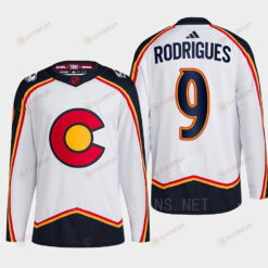 Evan Rodrigues 9 Reverse Retro 2.0 2022 Colorado Avalanche White Jersey Primegreen