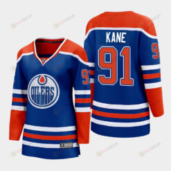 Evander Kane 91 Edmonton Oilers 2022-23 Home Women Premier Breakaway Player Jersey Royal