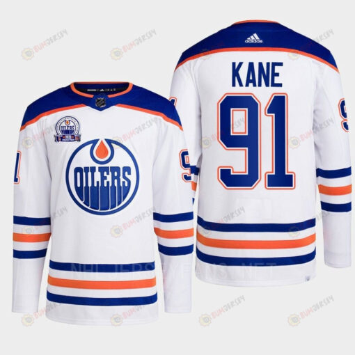 Evander Kane 91 Edmonton Oilers White Jersey 2022 Lee Ryan Hall Of Fame Patch Away