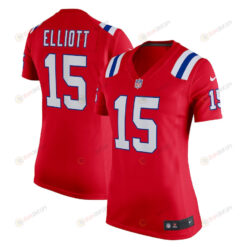 Ezekiel Elliott 15 New England Patriots Women's Alternate Game Player Jersey - Red