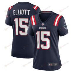 Ezekiel Elliott 15 New England Patriots Women's Game Player Jersey - Navy