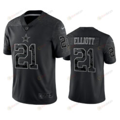 Ezekiel Elliott 21 Dallas Cowboys Black Reflective Limited Jersey - Men