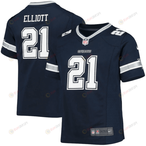 Ezekiel Elliott 21 Dallas Cowboys Girls Youth Team Game Jersey - Navy