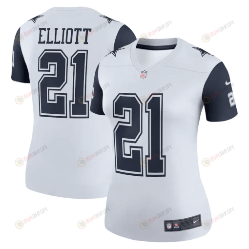 Ezekiel Elliott 21 Dallas Cowboys Women's Color Rush Legend Player Jersey - White