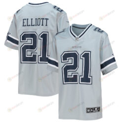 Ezekiel Elliott 21 Dallas Cowboys Youth Inverted Team Game Jersey - Silver