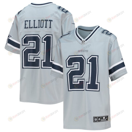 Ezekiel Elliott 21 Dallas Cowboys Youth Inverted Team Game Jersey - Silver