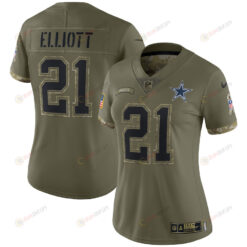Ezekiel Elliott Dallas Cowboys Women's 2022 Salute To Service Limited Jersey - Olive