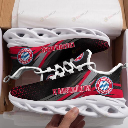 FC Bayern M?nchen Logo Custom Name Pattern 3D Max Soul Sneaker Shoes In Black And Red