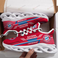 FC Bayern M?nchen Logo Custom Name Pattern 3D Max Soul Sneaker Shoes In Red