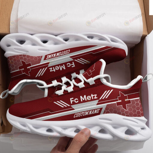 FC Metz Logo Custom Name Pattern 3D Max Soul Sneaker Shoes In Red