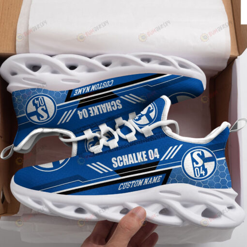 FC Schalke Logo Pattern Custom Name 3D Max Soul Sneaker Shoes