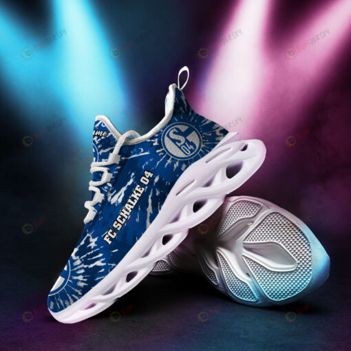 FC Schalke Logo Tie Dye Pattern Custom Name 3D Max Soul Sneaker Shoes