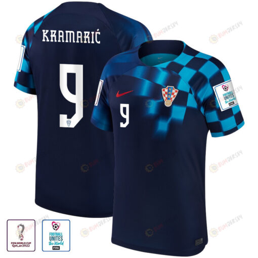 FIFA World Cup Qatar 2022 Croatia National Team Andrej Kramari? 9 - Away Men Jersey With Patch