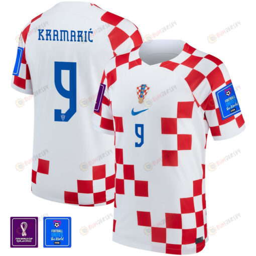 FIFA World Cup Qatar 2022 Croatia National Team Andrej Kramari? 9 - Home Jersey With Patch