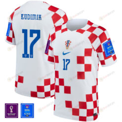 FIFA World Cup Qatar 2022 Croatia National Team Ante Budimir 17 - Home Jersey With Patch