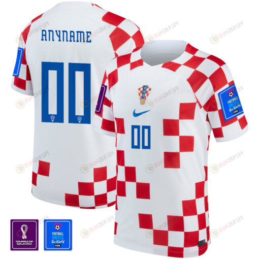 FIFA World Cup Qatar 2022 Croatia National Team Custom 00 - Home Jersey With Patch