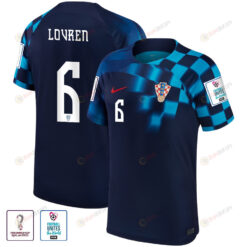 FIFA World Cup Qatar 2022 Croatia National Team Dejan Lovren 6 - Away Men Jersey With Patch