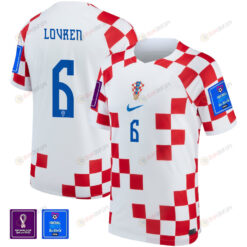 FIFA World Cup Qatar 2022 Croatia National Team Dejan Lovren 6 - Home Jersey With Patch