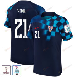 FIFA World Cup Qatar 2022 Croatia National Team Domagoj Vida 21 - Away Men Jersey With Patch