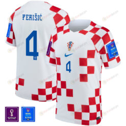 FIFA World Cup Qatar 2022 Croatia National Team Ivan Peri?i? 4 - Home Jersey With Patch