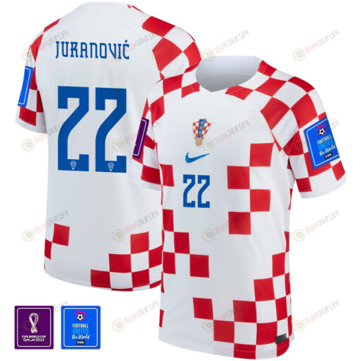 FIFA World Cup Qatar 2022 Croatia National Team Josip Juranovi? 22 - Home Jersey With Patch