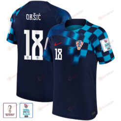 FIFA World Cup Qatar 2022 Croatia National Team Mislav Or?i? 18 - Away Men Jersey With Patch