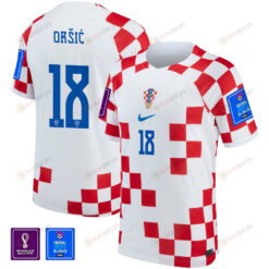 FIFA World Cup Qatar 2022 Croatia National Team Mislav Or?i? 18 - Home Jersey With Patch