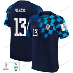 FIFA World Cup Qatar 2022 Croatia National Team Nikola Vla?i? 13 - Away Men Jersey With Patch