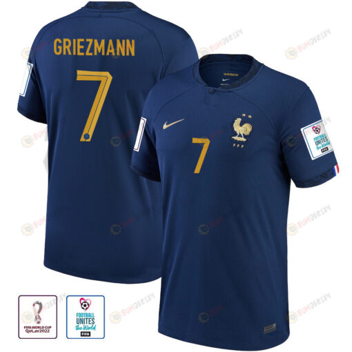 FIFA World Cup Qatar 2022 Patch Antoine Griezmann 7 - France National Team Youth Jersey