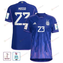 FIFA World Cup Qatar 2022 Patch Argentina National Team Juan Musso 23 Away Men Jersey