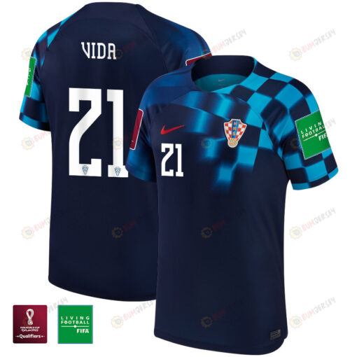 FIFA World Cup Qatar 2022 Patch Domagoj Vida 21 Croatia National Team - Away Youth Jersey