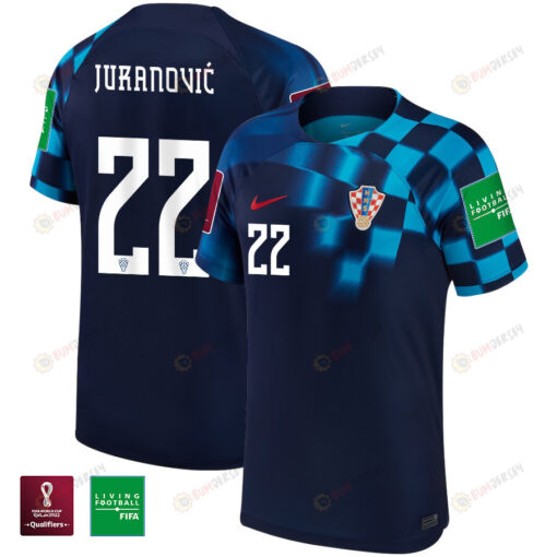 FIFA World Cup Qatar 2022 Patch Josip Juranovi? 22 Croatia National Team - Away Youth Jersey