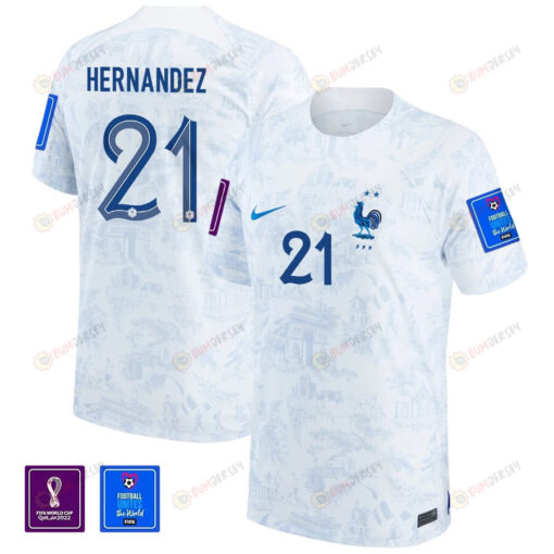 FIFA World Cup Qatar 2022 Patch Lucas Hernandez 21 - France National Team Away Jersey