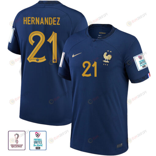 FIFA World Cup Qatar 2022 Patch Lucas Hernandez 21 - France National Team Youth Jersey