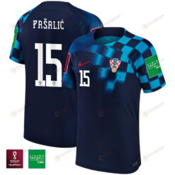 FIFA World Cup Qatar 2022 Patch Mario Pa?ali? 15 Croatia National Team - Away Youth Jersey