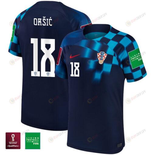 FIFA World Cup Qatar 2022 Patch Mislav Or?i? 18 Croatia National Team - Away Youth Jersey