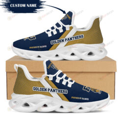 FIU Golden Panthers Logo Custom Name Pattern 3D Max Soul Sneaker Shoes In Blue And Brown