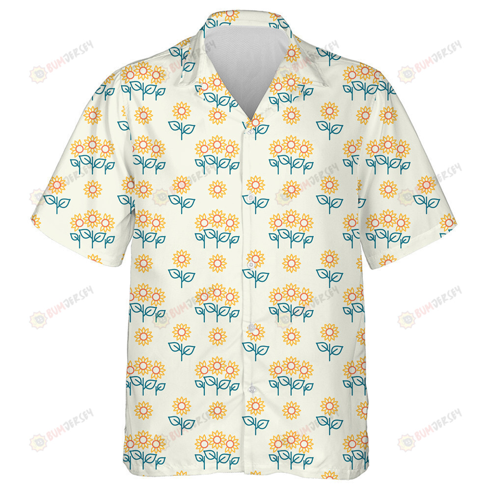Farming And Agriculture Sunflower Icons Pattern Hawaiian Shirt