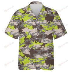 Fashionable Green And Gray Camouflage Hexagon Illustration Hawaiian Shirt