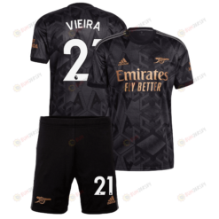 F?bio Vieira 21 Arsenal Away Kit 2022 - 2023 Men Jersey - Black