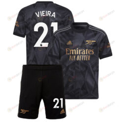 F?bio Vieira 21 Arsenal Away Kit 2022 - 2023 Youth Jersey - Black