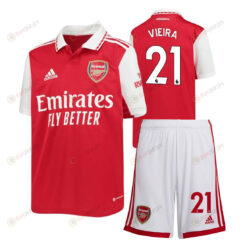 F?bio Vieira 21 Arsenal Home Kit 2022-23 Youth Jersey - Red