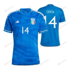 Federico Chiesa 14 Italy National Team 2023-24 Home Men Jersey - Blue